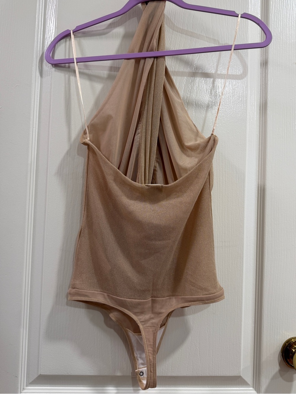 NWOT Abercrombie & Fitch Nude Shimmer Halter Bodysuit Size Small - Picture 5 of 8